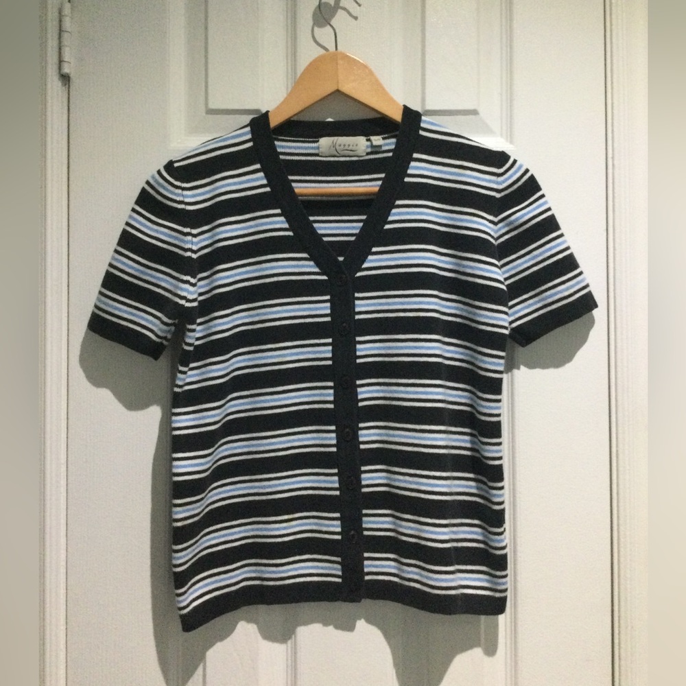 Maggie Striped V-Neck Cardigan